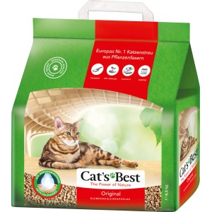 Cats Best Original Katzenstreu, 10 l Sack. Klumpstreu aus Pflanzenfasern mit Katze.