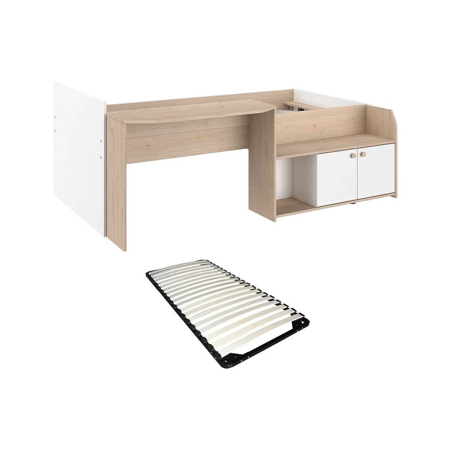 Vente-unique Bettkombination Mivona Naturfarben Hell  Weiß 136 cm