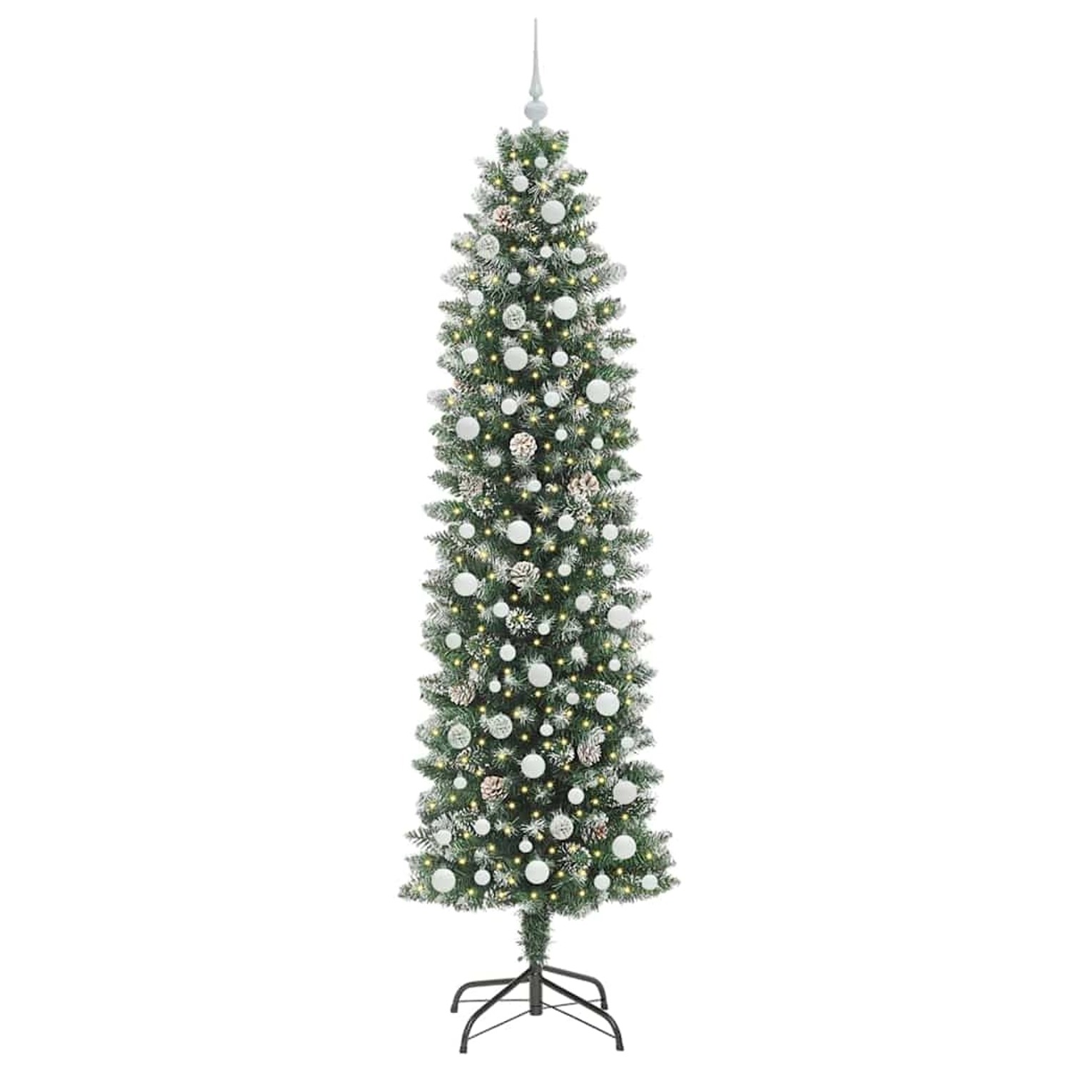 vidaXL Künstlicher Schlanker Weihnachtsbaum Grün und Weiß 240 cm 3395320