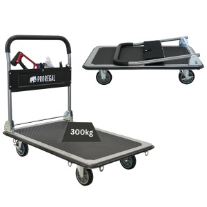 PROREGAL Klappbarer Profi-Transportwagen BIG RHINO 300 Werkzeugtasche & 6 Sicherungsösen Traglast 300kg Vollgummibereifung