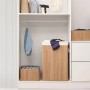 Songmics Wäschetonne aus Bambus (Holzfarbe, 72 l) im Kleiderschrank.