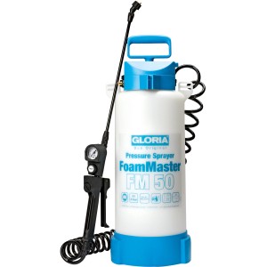 Gloria Drucksprühgerät FoamMaster FM 50 mit Spiralschlauch und Manometer.