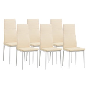 6er Set Albatros Esszimmerstühle MILANO in Beige mit Kunstlederbezug und Metallgestell.