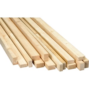 Stapel gehobelter Unterkonstruktionslatten aus Fichte/Kiefer, 19x44x1800 mm.