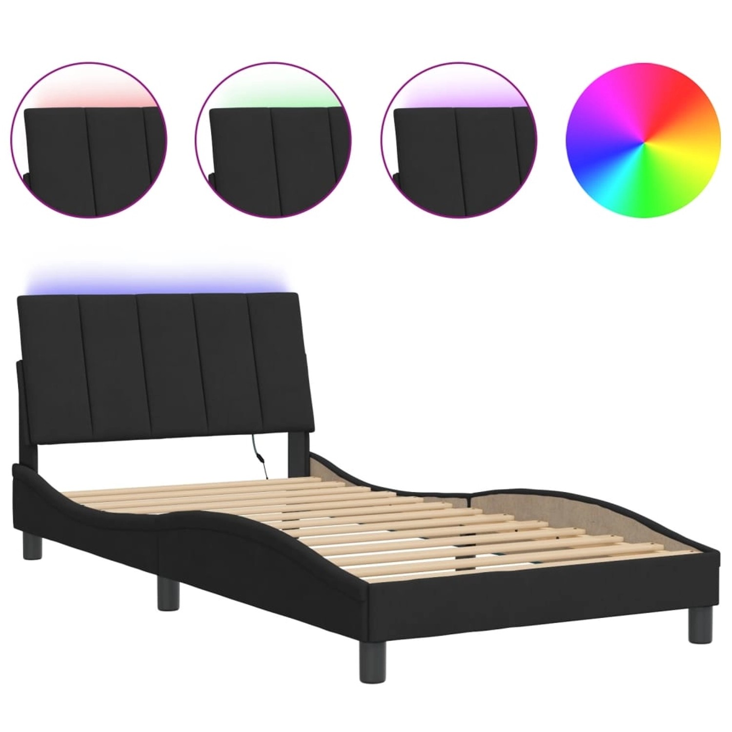 vidaXL Bettgestell mit LED ohne Matratze Hanko Schwarz 100x200 cm Samt 3213 günstig online kaufen