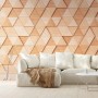 PROFHOME Fototapete mit 3D Holz-Dreieck Design in Beige, Hellbraun und Perlweiß.