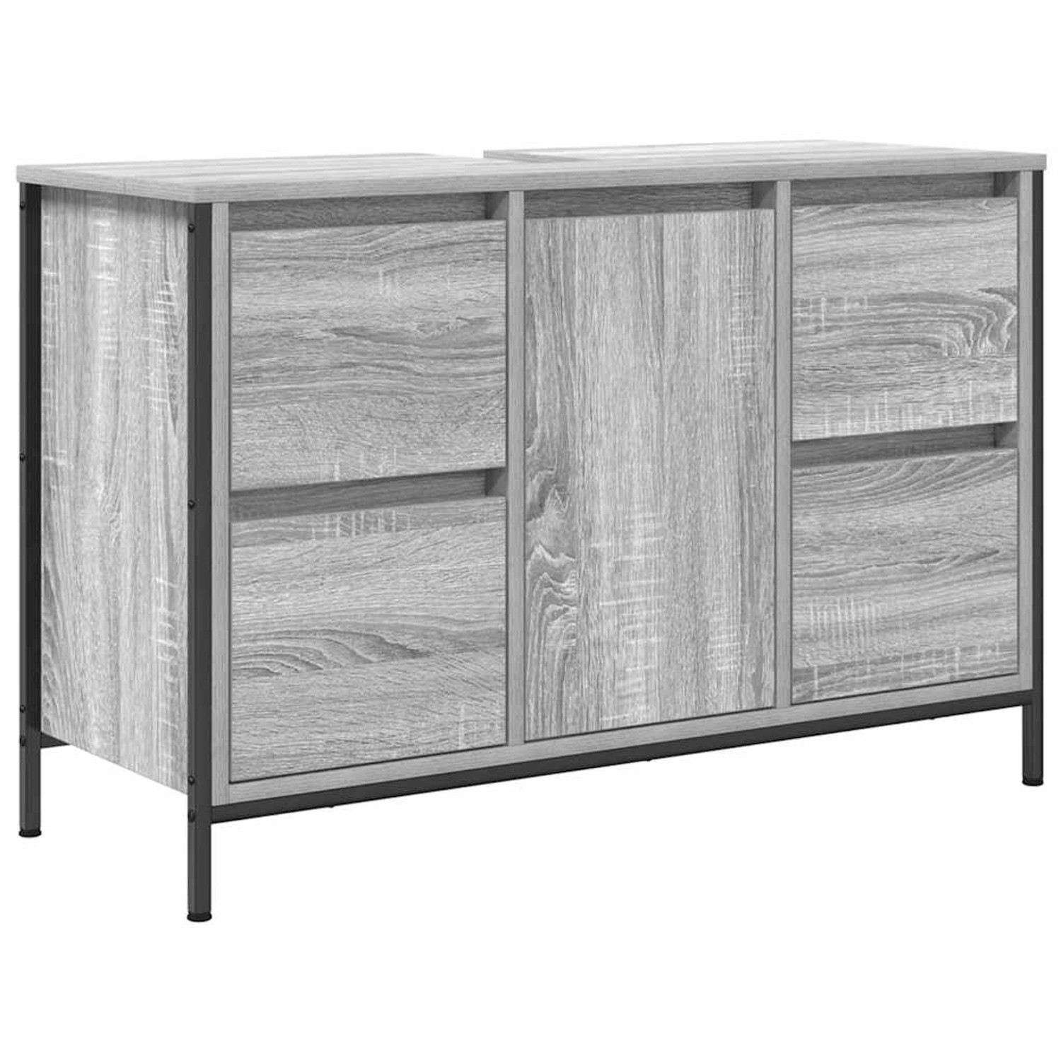 vidaXL Waschbeckenunterschrank mit Schubladen Grau Sonoma 90x34,5x60cm 8618 günstig online kaufen