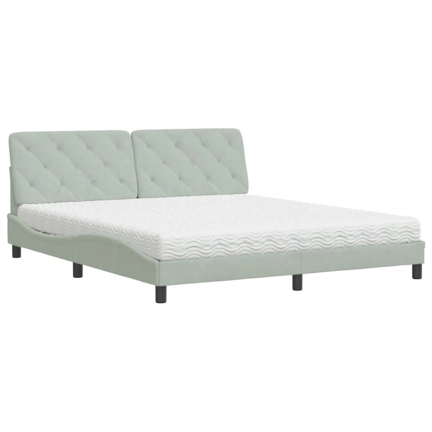 vidaXL Bett mit Matratze Hellgrau 180x200 cm Samt 3208670