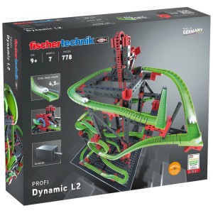 Verpackung der Fischer Kugelbahn Dynamic L2, ein Geschenk für Tüftler ab 9 Jahren.