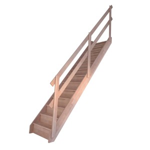 StarWood Treppe Rhodos Buche, gerade, mit Holzgeländer und Setzstufen.