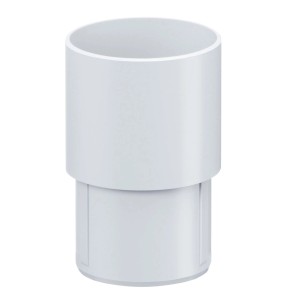 Weißer Inefa Fallrohrverbinder DN 100 aus PVC für die Verbindung von Fallrohren.