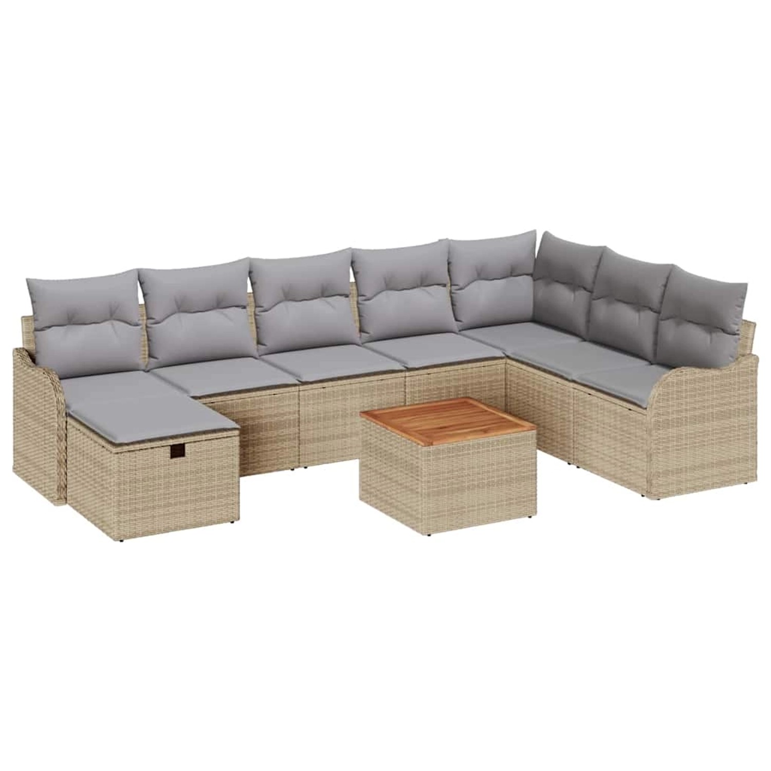 vidaXL Garten-Sofa-Set mit Kissen mit Speicher 9-Tlg Beige Poly Rattan 3359 günstig online kaufen