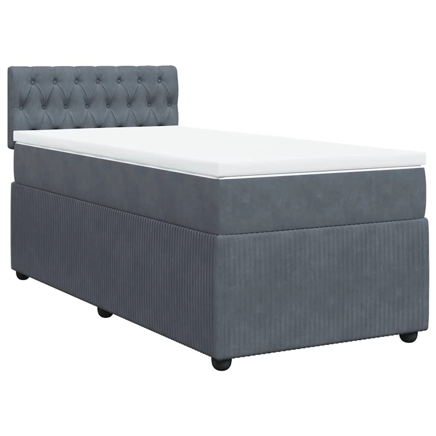 vidaXL Boxspringbett mit Matratze Dunkelgrau 90x190 cm Samt 3287621 günstig online kaufen