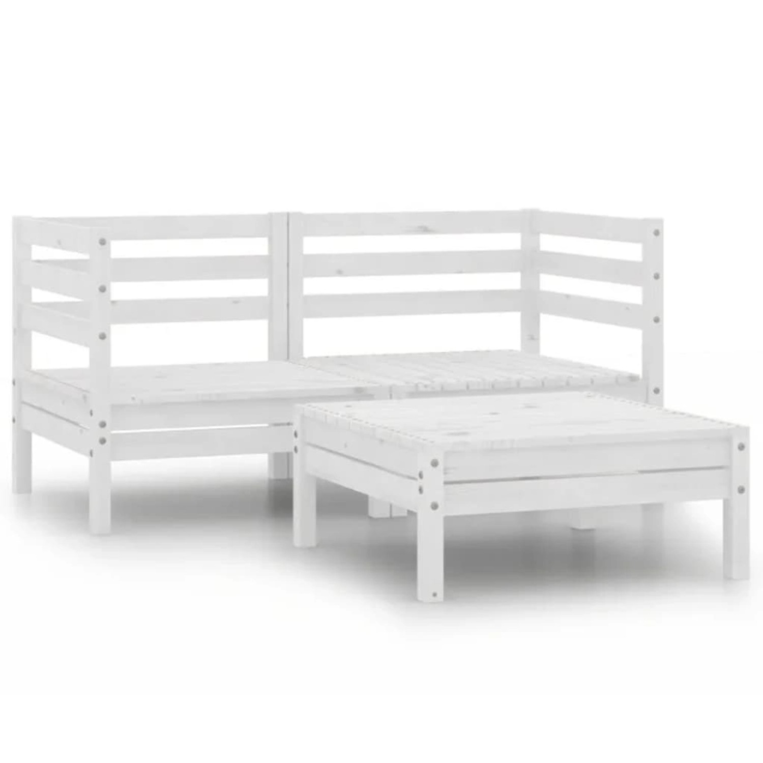 vidaXL 3-Tlg Garten-Lounge-Set Massivholz Kiefer Weiß 806603