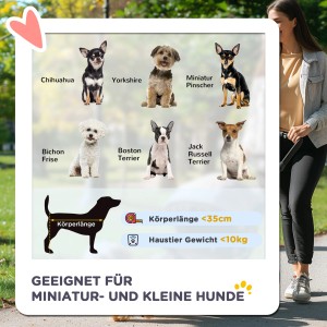 Infografik: PawHut Hundewagen/Hundebuggy – geeignet für kleine Hunde bis 10 kg (Chihuahua, Yorkshire, etc.).
