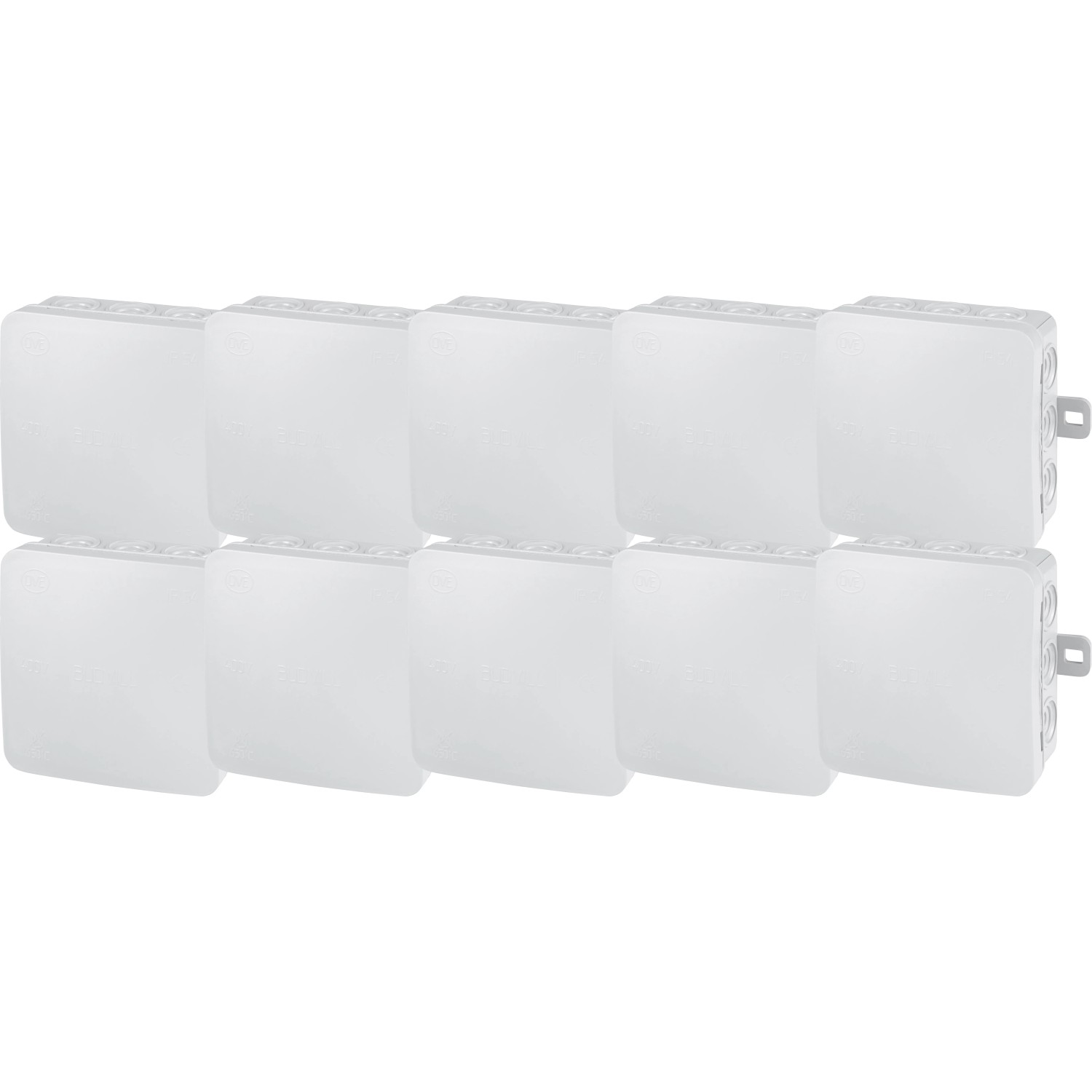 10 graue Aufputz Abzweigkästen, 85x85mm, IP54, für Innen- und Außenbereich.