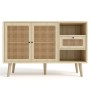 Merax Sideboard 120x40x80 cm Eiche Rattan 1 Schublade 2 Türen Verstellbare Ablagen