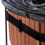 Detailansicht: Runder EXIT Wood Pool mit brauner Holzoptik, Abdeckung und schwarzem Stahlrahmen.
