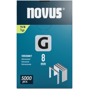 Novus Flachdrahtklammern G 11, 8 mm, 5000 Stück, verzinkt für Tacker. Zubehör für Heimwerker und Profis.