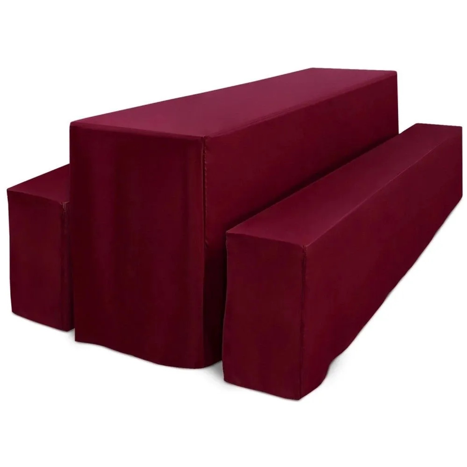 Beautissu 3tlg Biertischhussen Set für Bierzeltgarnitur 220x50cm Bordeaux