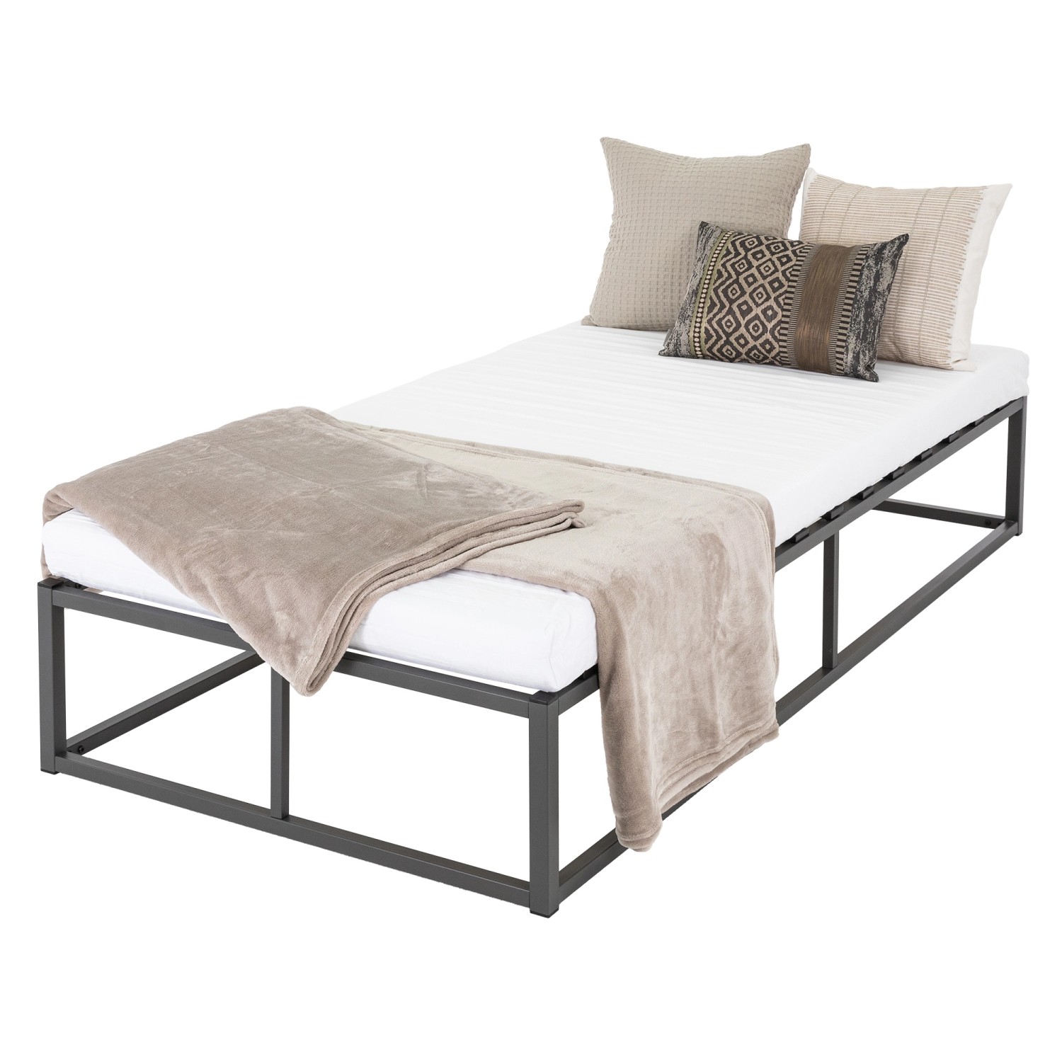 ML-Design Metallbett 90x200 cm mit Lattenrost, anthrazitfarbenes Stahlgestell.