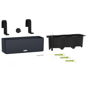 Lechuza Cube Color Triple Pflanz-Starterset in Schiefergrau mit Bewässerungssystem und Zubehör.