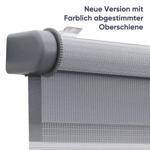 Sekey Doppelrollo Dunkelgrau, 80x150cm, mit farblich abgestimmter Oberschiene. Sichtschutz für Fenster.