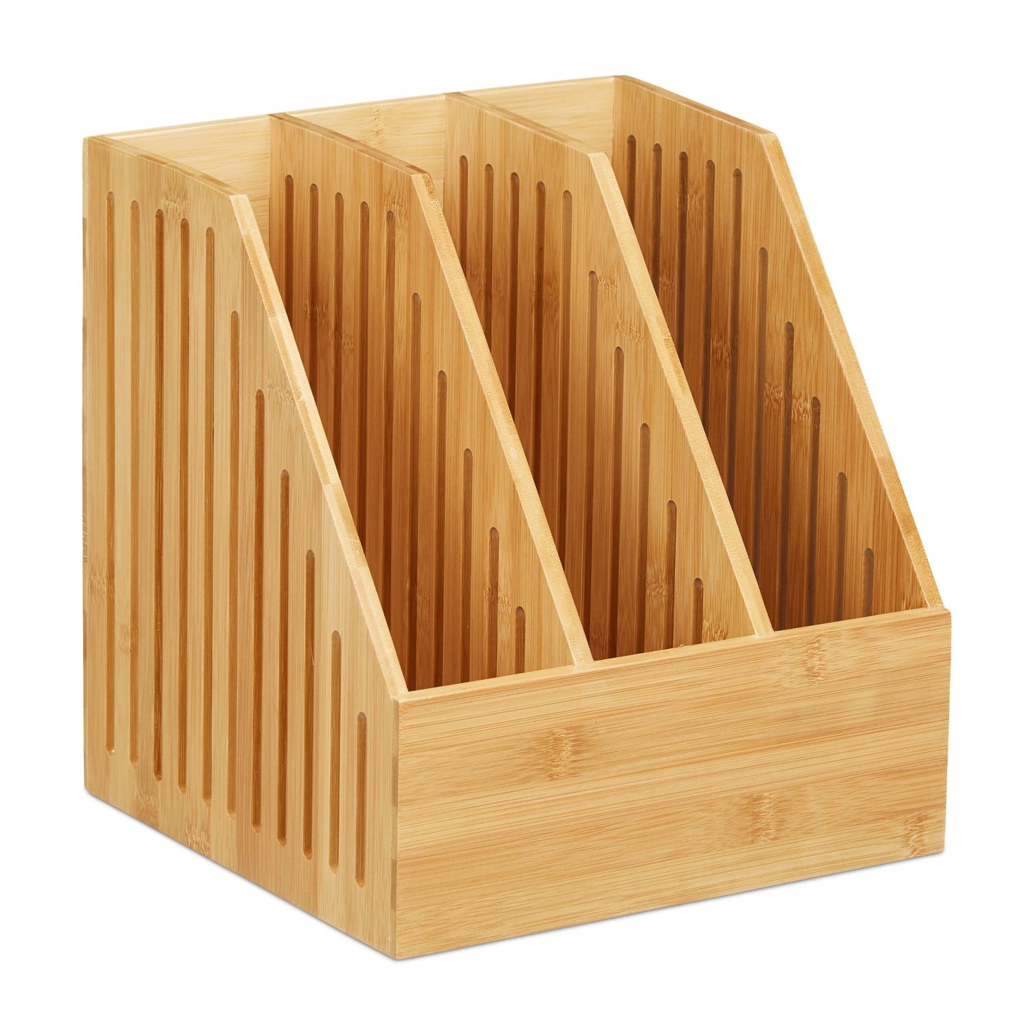 Relaxdays Stehsammler Bambus Natur 3 Fächer 30 cm x 28 cm x 26,5 cm 2,1 kg