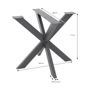 Anthrazitfarbenes ML-Design Tischgestell Spider, 85x71x85 cm, Kreuzgestell im X-Design für Esstische.