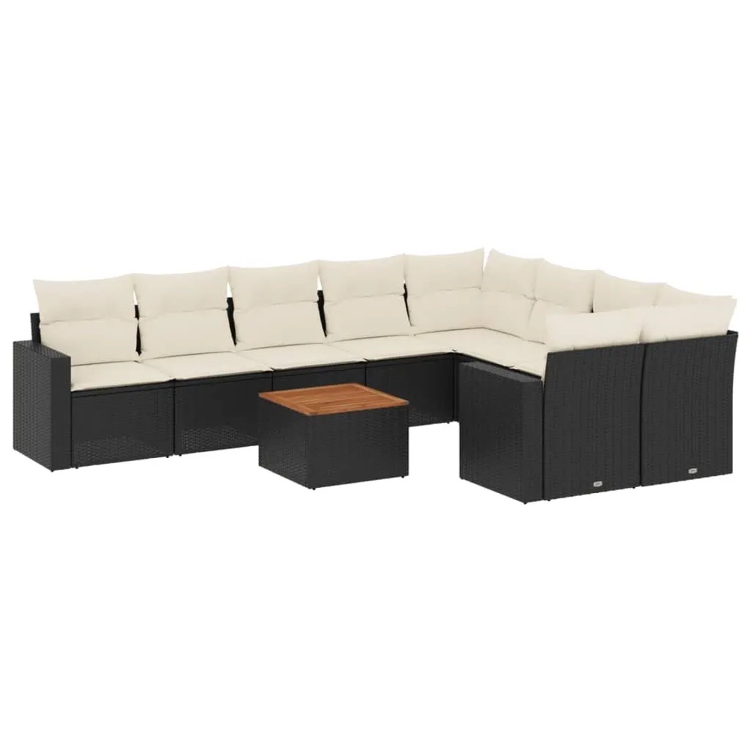 vidaXL 10-Tlg Garten-Sofagarnitur mit Kissen Schwarz Poly Rattan 3224278