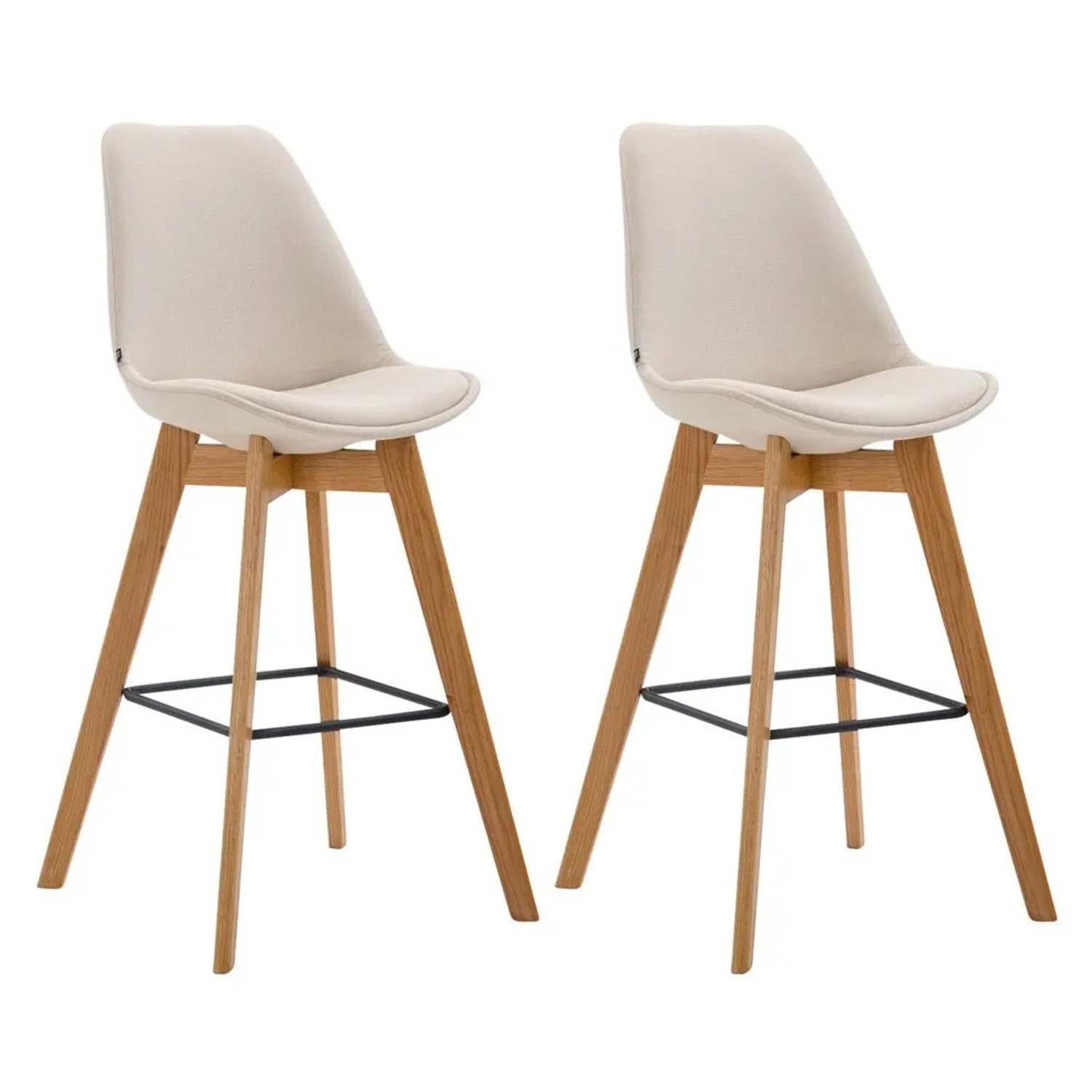 DELUKE 2er Set Barhocker GIKAR Stoff Creme 48x56x112cm Barstuhl Mit Lehne Tresenhocker Tresenstuhl