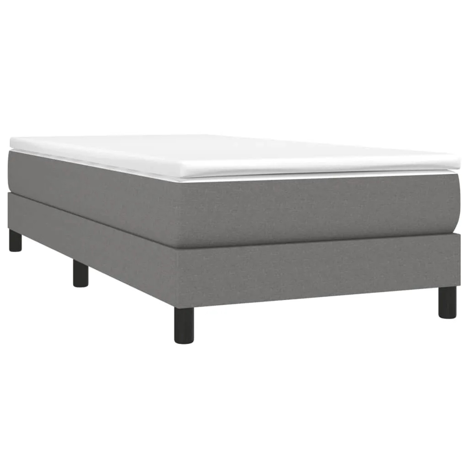 Dunkelgraues vidaXL Boxspringbett (90x200 cm) mit Stoffbezug und Lattenrost.