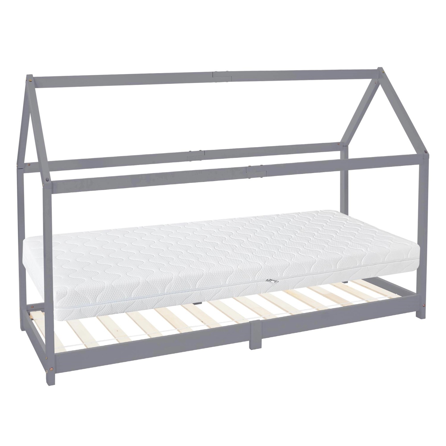 ML-Design Kinderbett 90x200 cm Hellgrau mit Matratze H16cm Lattenrost günstig online kaufen