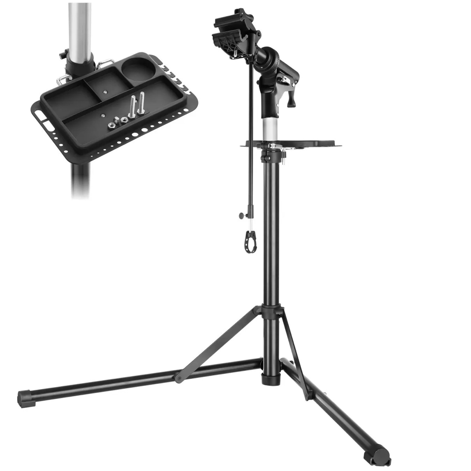 Tectake Fahrradmontageständer Jan Belastbarkeit 50 kg  Klappbar Mit Schnellverschlüssen Stufenlos Höhenverstellbar und 360° Drehbar  108 x 81 x 169 cm
