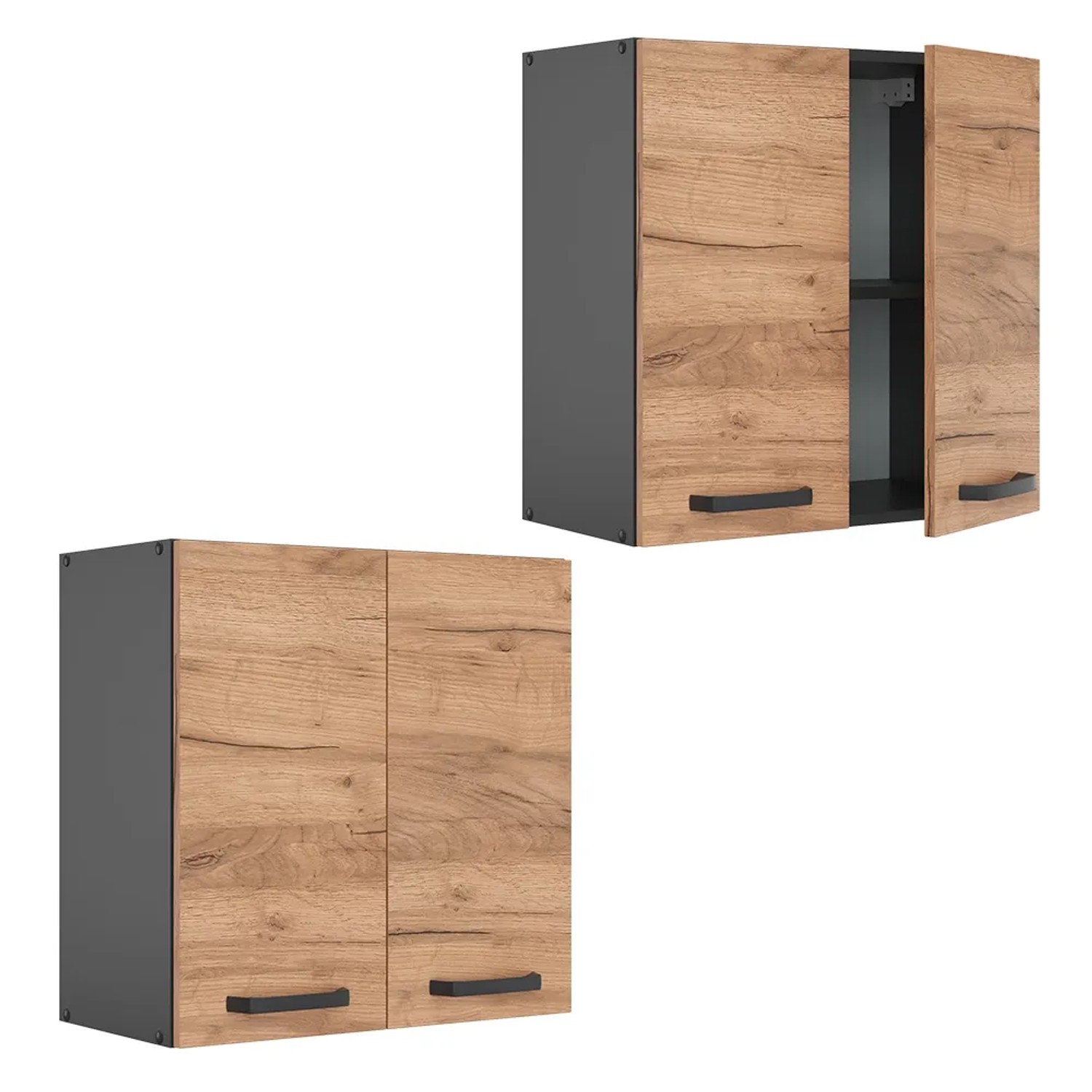 Vicco Hängeschränke R-Line, Küchenschränke in Goldkraft Eiche/Anthrazit, 60 cm breit.