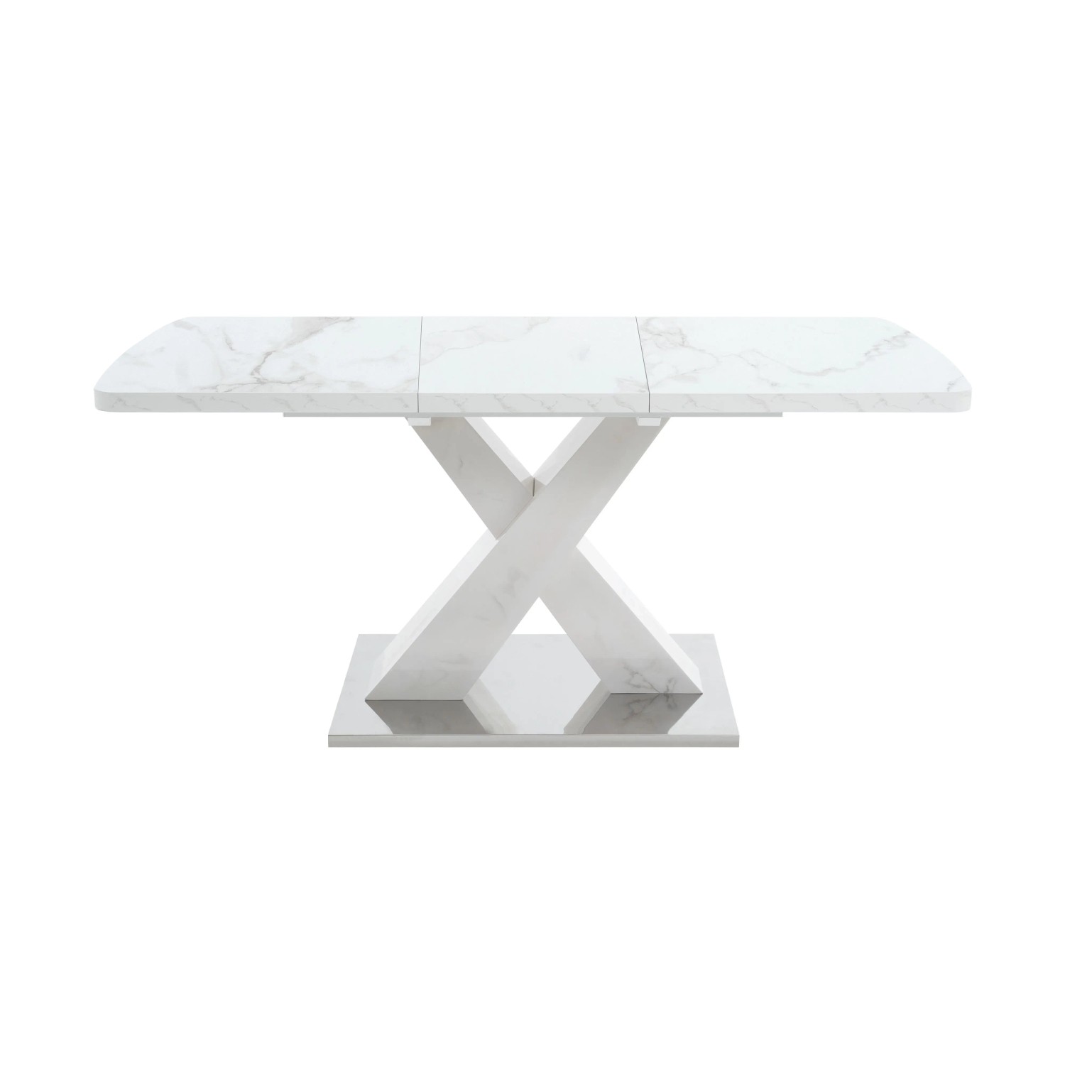 okwish Esstisch Rechteckig Ausziehbar mit X-Förmige Tischbeine 160 × 80 cm Weiß