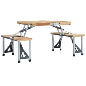 vidaXL Klappbarer Campingtisch mit 4 Sitzen Stahl Aluminium 47687