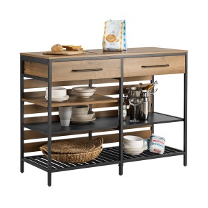 SoBuy Kücheninsel FSB85-PF im Vintage-Stil mit Schubladen und offenen Fächern.