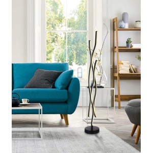 Moderne LED-Stehleuchte Geronimo in Schwarz, schlankes Design für Wohnräume.