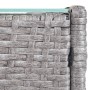 Detailansicht: Grauer MCW Poly-Rattan Gartentisch Hamar mit Glasplatte.