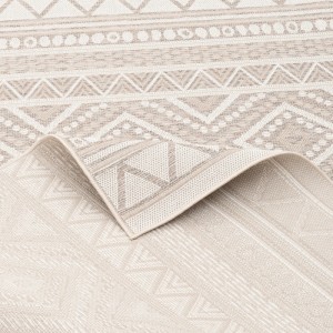 Beiger Pergamon Outdoor Teppich Ottawa mit Ethno-Muster, 160x230cm. Flachgewebe für Innen- und Außenbereich.