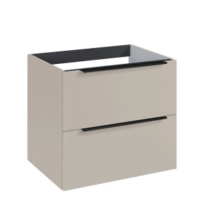 Roca Waschtischunterschrank Elegant, 60 cm, Kaschmir, mit 2 Schubladen und schwarzen Griffen.