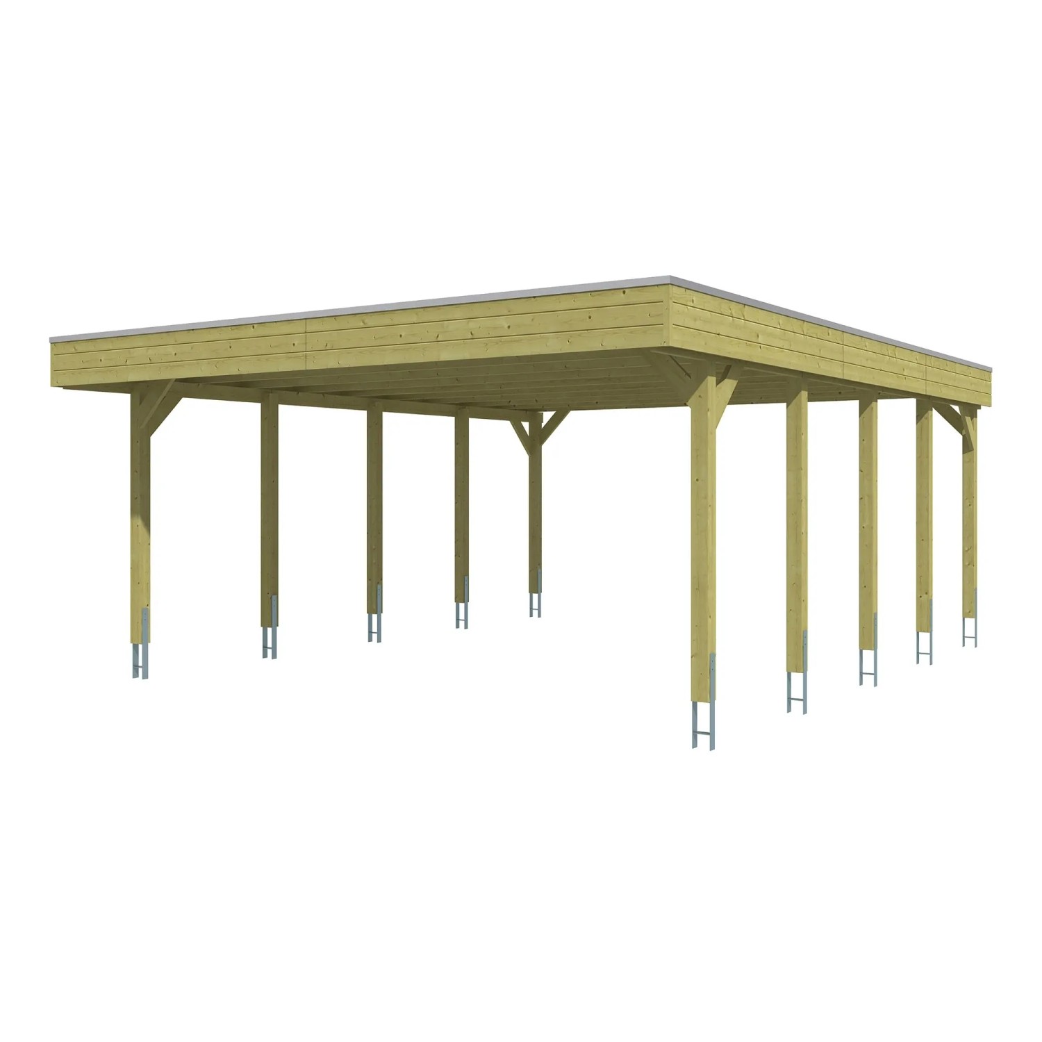 Skan Holz Carport Friesland mit Stahl-Dachplatten 546 cm x 708 cm Grün
