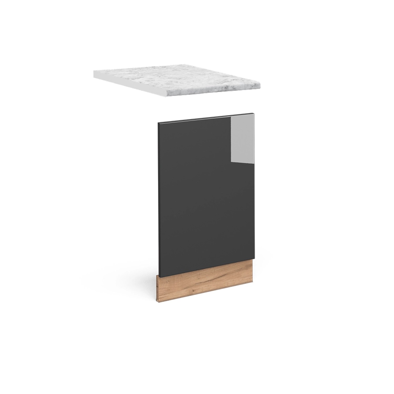 Vicco Frontblende Fame-Line Anthrazit Hochglanz/Goldkraft Eiche 45 cm AP Marmor