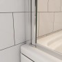 Detailaufnahme: AICA Badewanneaufsatz 120x140cm, 2-teilige Faltwand, Linksmontage, 6mm ESG Nano-Glas Duschkabine.