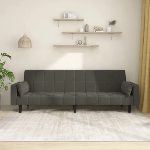 vidaXL Schlafsofa 2-Sitzer mit 2 Kissen Dunkelgrau Samt 375848