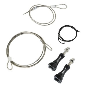 Mantona Sicherungsleinen Set: 2 Edelstahlseile (40, 100cm), 1 Kunstfaserleine, 2 schwarze Schrauben für Actioncams.