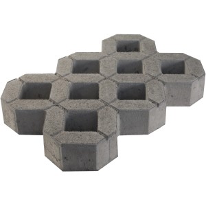 Grauer EHL Rasengitterstein aus Beton, 61x41x8 cm, zur Flächenbefestigung und Begrünung.