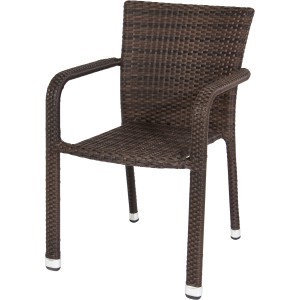Stapelbarer Gartenstuhl Minas von Siena Garden in Braun mit Aluminiumgestell.