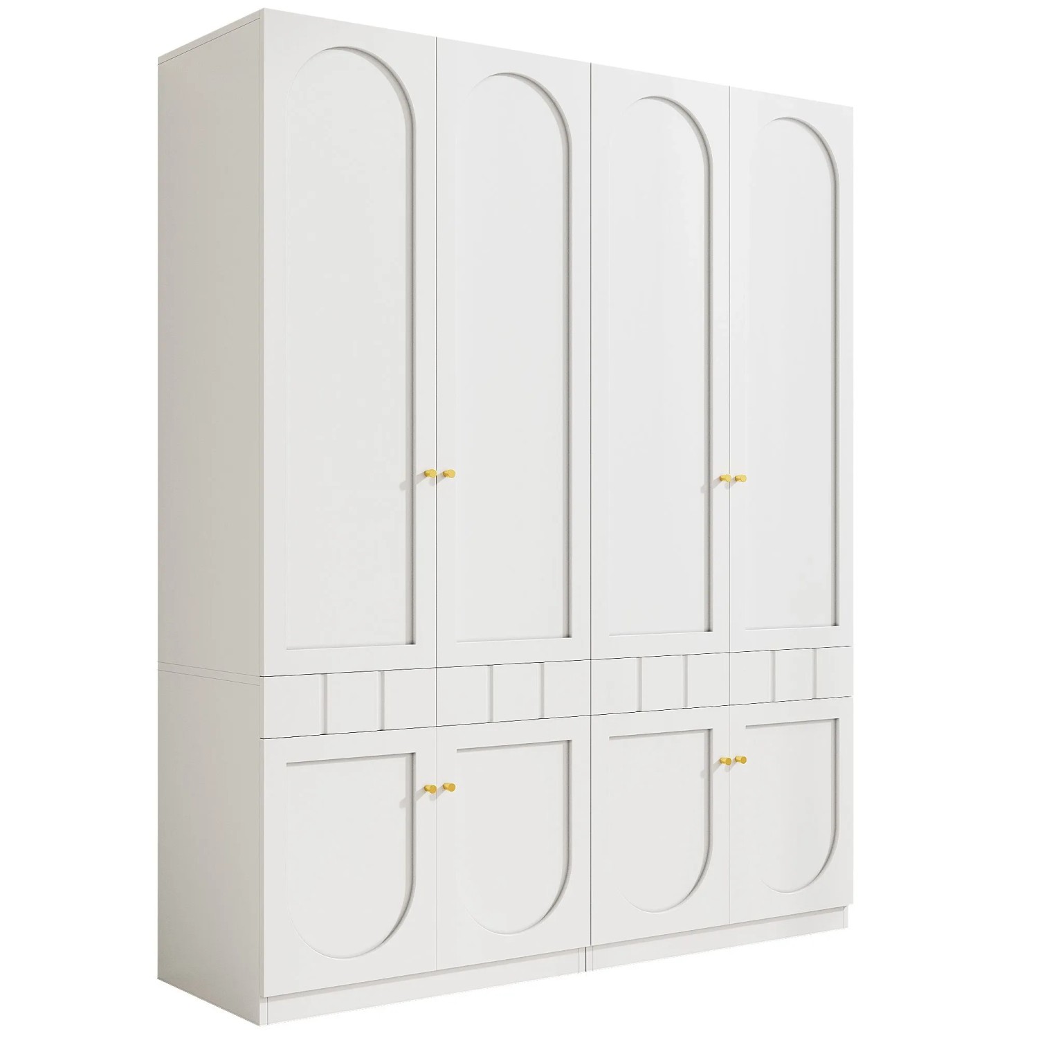 Merax Kleiderschrank 160x50x200 cm Weiß Schubladen Kleiderstange 2er Set